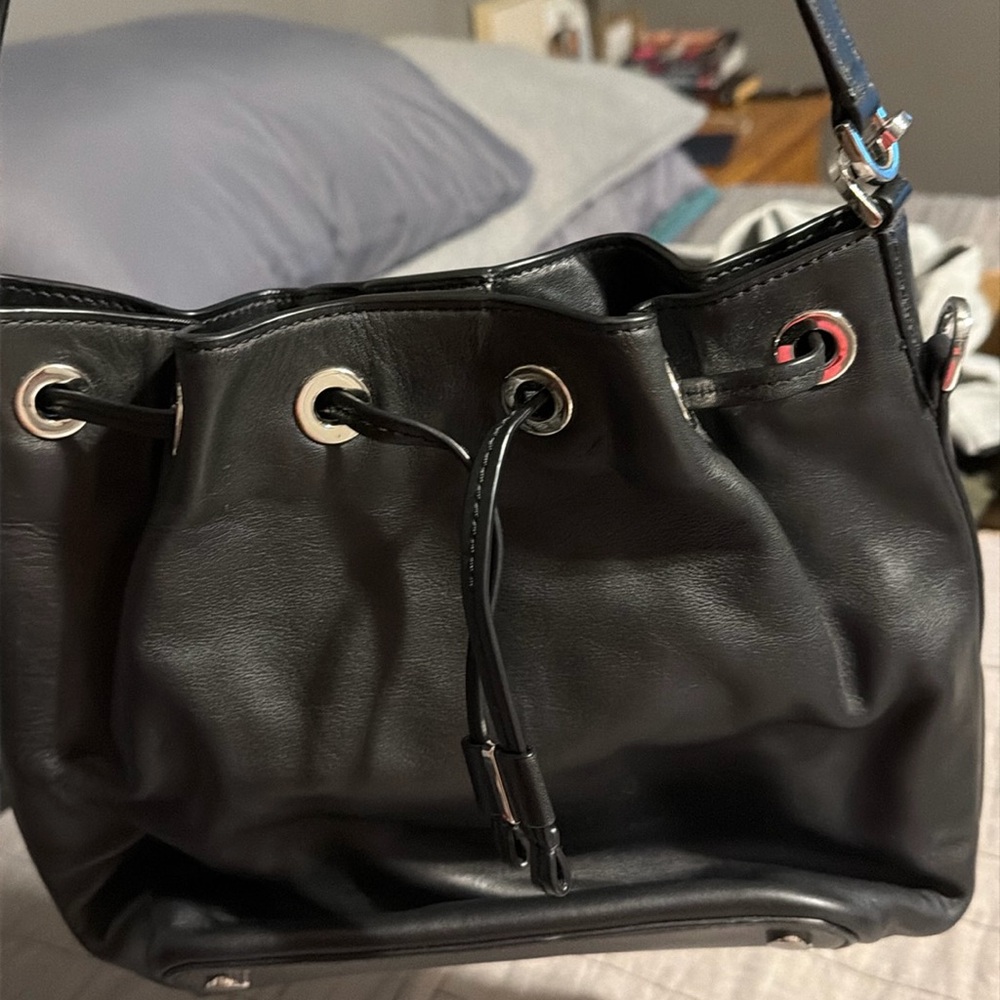 Michael Kors, drawstring, black, soft leather purse